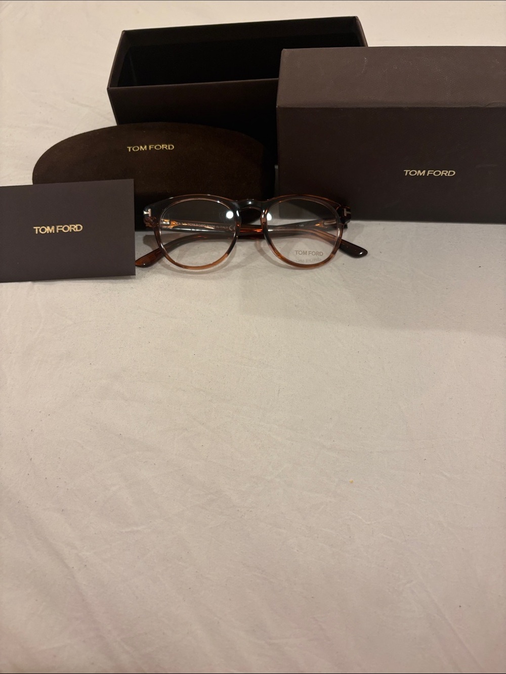Tom Ford Woman’s Brown Tortoiseshell and Black Round Optical Glasses